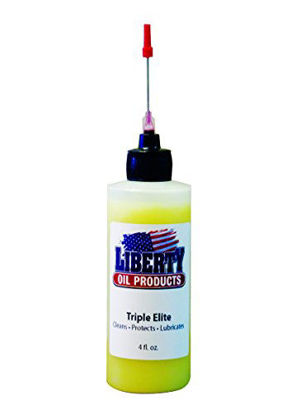 Picture of Triple Elite Oil in a LDPE Bottle with a 1.5 inch Needle for Lubricating All Moving Parts of Your Cuckoo Clock. Large 4oz Bottle