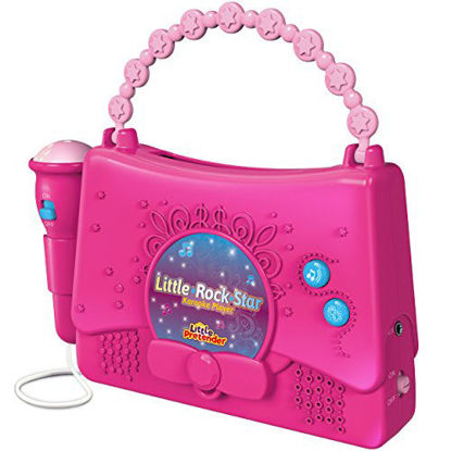 Picture of Little Pretender Karaoke Machine with Microphone | Portable Karaoke Set for Girls and iPod Holder| Pink Kids Singing Machine | Music Player with 10 Programmed Songs | AUX Connection