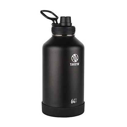 Picture of Takeya Actives Insulated Stainless Steel Water Bottle with Spout Lid, 64 oz, Onyx