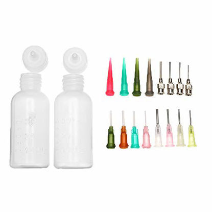Picture of 2Pcs Jagua Henna Temporary Tattoo Kit Applicator Bottles with 16 Tips Needles for Henna Tattoo Cone Tattoo Bottle Kits - Qty 2 & 16 Tips