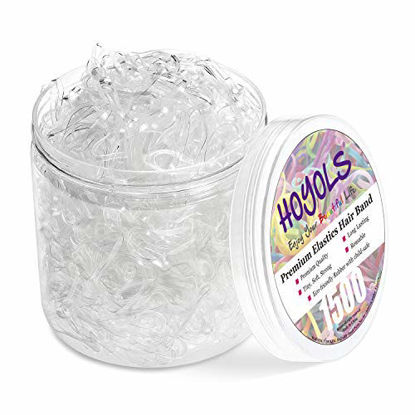 Picture of Clear Elastic Hair Rubber Bands, 1500pcs Mini Small Clear Ponytail Elastics Holders for Blond Kids Girls Hair No Crease Damage No Hurt 1 inch HOYOLS