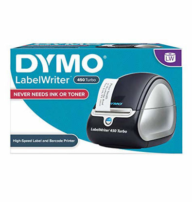 Picture of DYMO Label Printer | LabelWriter 450 Turbo Direct Thermal Label Printer, Fast Printing, Great for Labeling, Filing, Mailing, Barcodes and More, Home & Office Organization