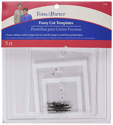 Picture of Fons & Porter 7764 Fussy Cut Templates, Squares, Size 2-Inch, 3-Inch, 4-Inch, 5-Inch, & 6-Inch, 5-Count