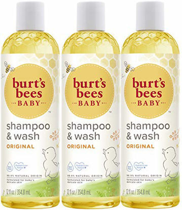 Picture of Burt's Bees Baby Shampoo & Wash, Original Tear Free Baby Soap - 12 Ounce Bottle - Pack of 3