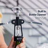 Picture of HiCoup Wine Corkscrew & Bottle Opener - Easy To Use, All-In-One Beer And Wine Bottle Openers w/ Stopper - Wing Cork Screw Grip (Chrome And Matte Black)