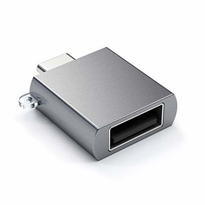 Picture of Satechi Aluminum USB-C Male to USB-A 3.0 Female Adapter - High Speed Converter Connector - Compatible with 2020/2019 MacBook Pro, 2020/2018 MacBook Air, 2020/2018 iPad Pro (Space Gray)