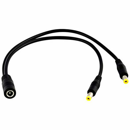 Picture of JacobsParts 1:2 DC Power Splitter Cable Cord 1 Female to 2 Male 5.5x2.1mm Port Pigtals 12V