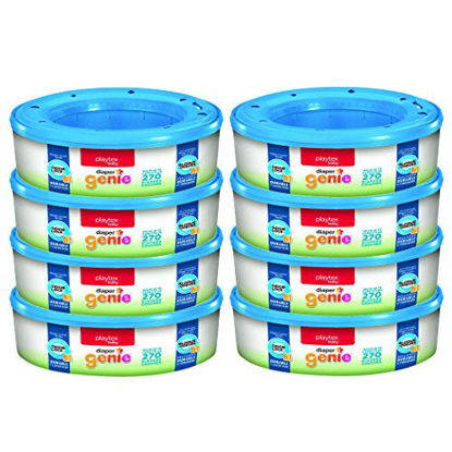 Picture of Playtex Diaper Genie Refill Bags, Ideal for Diaper Genie Diaper Pails, Registry Gift Set, 270 Diaper Couches, Pack of 8
