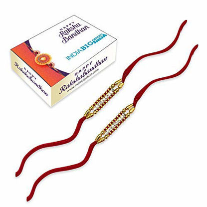 Picture of Set of Two Rakhi, 14 Stone Rakhi thread, Raksha bandhan Gift for your Brother Vary Color and Multi Design