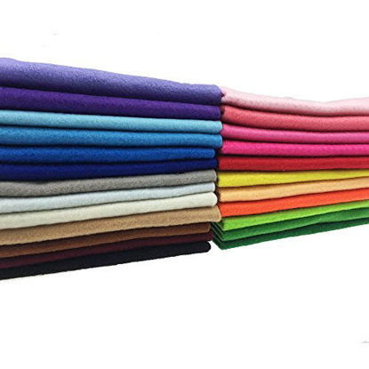 Picture of 24pcs Thick 1.4mm Soft Felt Fabric Sheet Assorted Color Felt Pack DIY Craft Sewing Squares Nonwoven Patchwork (3030cm)