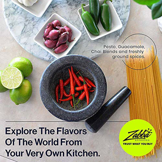 GetUSCart Granite Mortar and Pestle by HiCoup Natural Unpolished, Non Porous, Dishwasher Safe