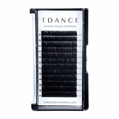 Picture of TDANCE Premium D Curl 0.18mm Thickness Semi Permanent Individual Eyelash Extensions Silk Classic Lashes Professional Salon Use Mixed 14-19mm Length In One Tray (D-0.18,14-19mm)