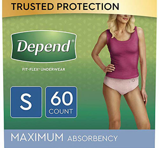GetUSCart- Depend FITFLEX Incontinence & Postpartum Underwear for Women,  Blush, Small, 60 Count