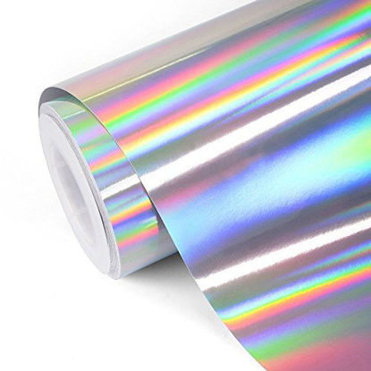 Picture of TECKWRAP Glossy Rainbow Holographic Silver Chrome Vinyl 1ftx5ft