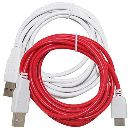 Picture of 2 Pcs of Charging Cables Compatible NABi Jr, NABi 2S, NABi Dream Tab and NABi XD Tablets, AFUNTA 6.6ft/2m USB Charger Cord - White, Red