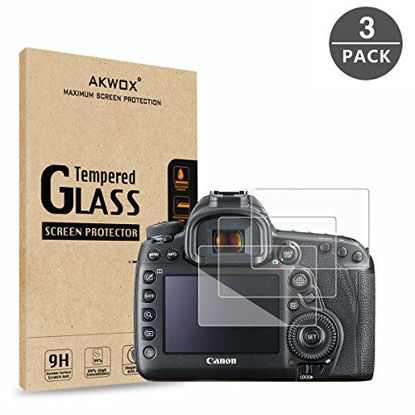 Picture of AKWOX (Pack of 3) Tempered Glass Screen Protector for Canon EOS 5D MK IV Mark 4, [0.3mm 2.5D High Definition 9H] Optical LCD Premium Protective Cover