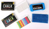 Picture of Huntz Non-Toxic White Dustless Chalk (12 ct Box) and Colored Dustless Chalk (12 ct Box) Bundle/Premium Microfibre Eraser