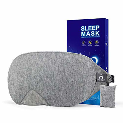 Picture of Mavogel Cotton Sleep Eye Mask - Updated Design Light Blocking Sleep Mask, Soft and Comfortable Night Eye Mask for Men Women, Eye Blinder for Travel/Sleeping/Shift Work, Includes Travel Pouch, Grey