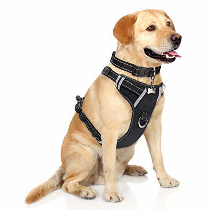 Picture of WINSEE Dog Harness No Pull, Pet Harnesses with Dog Collar, Adjustable Reflective Oxford Outdoor Vest, Front/Back Leash Clips for Small, Medium, Large, Extra Large Dogs, Easy Control Handle for Walking