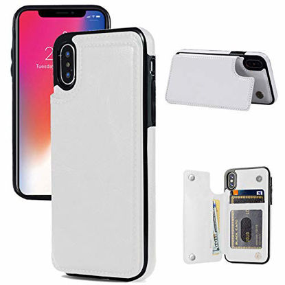 Picture of iPhone X/XS Wallet Case, iPhone X/XS Case with Card Holder, JOYAKI iPhone X/XS Slim Leather Case with Credit Card Holder Protective Case with a Free Screen Protector for iPhone X/XS 5.8 inch-White