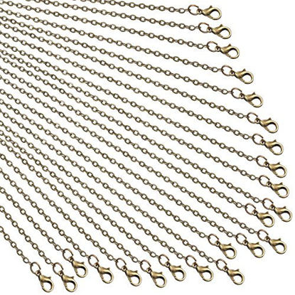 Picture of TecUnite 24 Pack Bronze Link Cable Chain Necklace DIY Chain Necklaces (24 Inch)