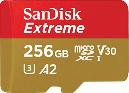 Picture of SanDisk 256GB Extreme microSDXC UHS-I Memory Card with Adapter - C10, U3, V30, 4K, A2, Micro SD - SDSQXA1-256G-GN6MA
