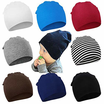 Picture of DRESHOW BQUBO 8 Pack Unisex Baby Beanie Hat Infant Baby Soft Cute Knit Cap Nursery Beanie