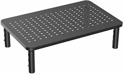 Picture of Monitor Stand Riser - 3 Height Adjustable Monitor Stand for Laptop, Computer, iMac, PC, Printer, Desktop Ergonomic Metal Monitor Riser Stand with Mesh Platform for Airflow by HUANUO