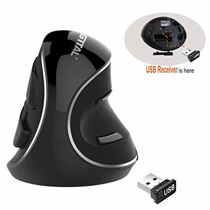 Picture of J-Tech Digital Wireless Ergonomic Vertical USB Mouse with Adjustable Sensitivity (600/1000/1600 DPI), Scroll Endurance, Removable Palm Rest & Thumb Buttons [V628P]