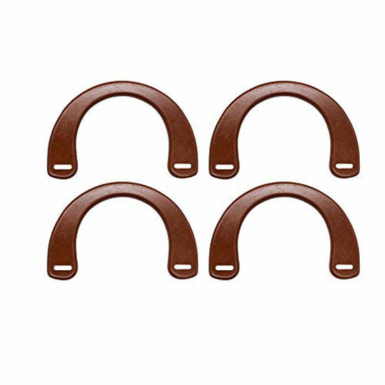 Picture of Model Worker 4PCS Wooden U-Shaped Handles Replacement for Handmade Bag Handbags Purse Handles (Brown)
