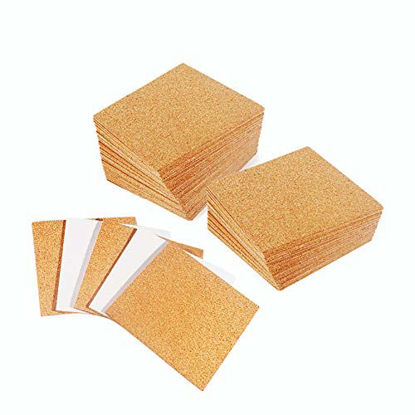 Picture of 30 Pack Self-Adhesive Cork Squares 4 x 4 Inch Cork Tiles Mini Backing Sheets for Coasters and DIY Crafts