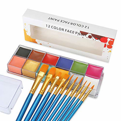 Picture of CCbeauty Professional Face Body Paint Oil 12 Colors Painting Art Party Halloween Fancy Make Up with Brushes