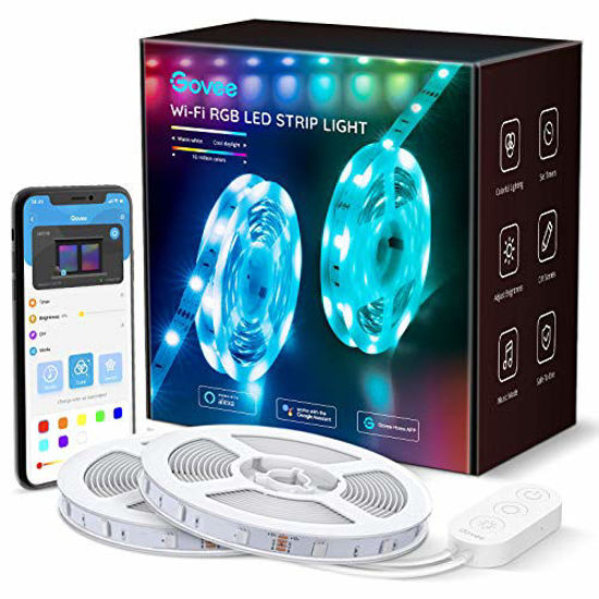 Picture of Govee 32.8ft LED Strip Lights Work with Alexa and Google Assistant Wireless Smart Phone APP Control Light Strip (2x5m) Music Sync RGB Tape LED Lights for Room Kitchen Home Party (Not Support 5G WiFi)