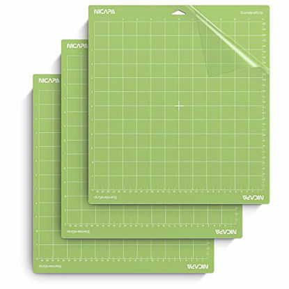 Picture of Nicapa Standard Grip Cutting Mat for Cricut Explore Air 2 Maker(12x12 inch,3 Pack) Standard Adhesive Sticky Green Quilting Cricket Replacement Cut Mats