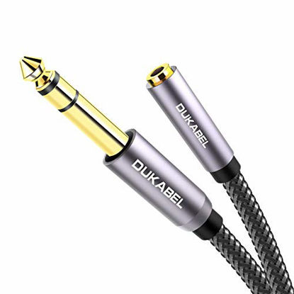 Picture of DuKabel TopSeries 6.35mm (1/4 inch) to 3.5mm (1/8 inch) Headphone Jack Adapter, 1/8 (Female) to 1/4 (Male) Extension Cable, 3.5 to 6.35 Audio Cable for Mixer Guitar Piano Amplifier Speaker and More