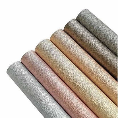 Picture of AOUXSEEM Vivid Shiny Faux Leather Sheets for Earrings Bows Ornaments Making,Metallic Solid Color PU Fabric Cotton Back 1 mm ThicknessA4 Size/21cm x 30cm (Pattern A,6 Colors)