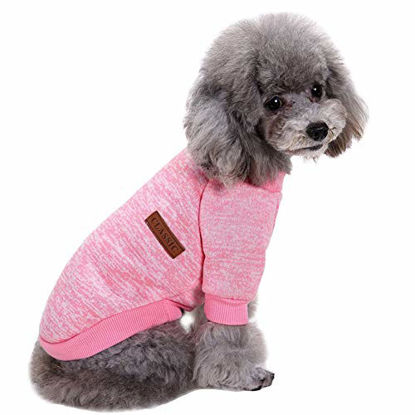 Picture of CHBORLESS Pet Dog Classic Knitwear Sweater Warm Winter Puppy Pet Coat Soft Sweater Clothing for Small Dogs (S, Pink)