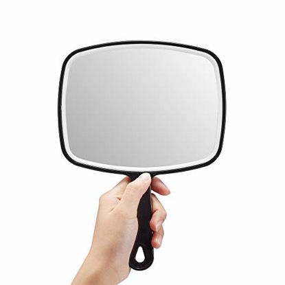 Picture of OMIRO Hand Mirror, Black Handheld Mirror with Handle, 6.3" W x 9.6" L
