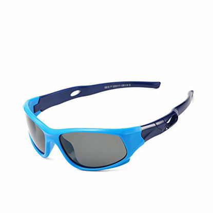 Picture of AZORB Sports Polarized Kids Sunglasses TPEE Rubber Flexible Frame for Children Age 3-10 (Blue & Dark Blue)