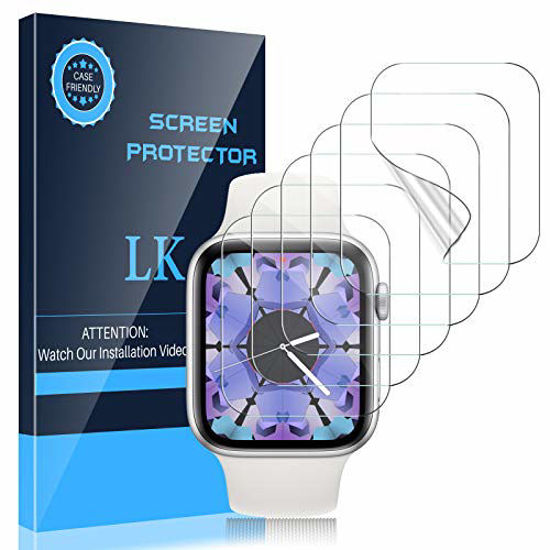 Picture of LK 6 Pack Screen Protector Compatible for Apple Watch 42mm Series 3 2 1 and Apple Watch 44mm SE Series 4 5 6 - Bubble-Free iWatch 42mm or 44mm Flexible TPU Clear Film - Model No.: LK0205