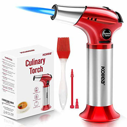 Picture of Butane Torch, Kollea Kitchen Blow Torch Refillable Cooking Torch Lighter, Mini Creme Brulee Torch with Safety Lock & Adjustable Flame for Desserts, BBQ, Soldering (Butane Gas Not Included)