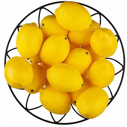 Picture of Toopify 20 PCS Yellow Artificial Lemons, Fake Fruit Lifelike Simulation Lemons for Home Kitchen Party Decoration 3'' X 2''