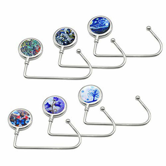 Picture of 6Pcs Portable Handbag Table Hanger, AUHOKY Fashionable Purse Hook Holder for Women Girls Bags Storage Gift(6 Different Patterns)