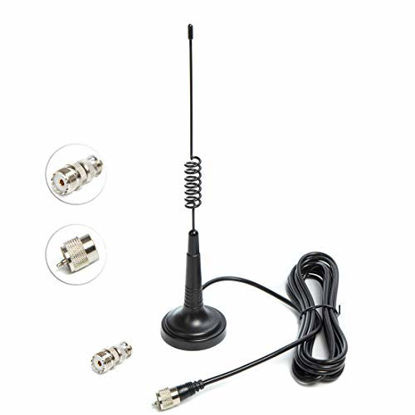 Picture of CB Antenna 14 Inch for Handheld CB Radio 27 Mhz Antenna Full Kit with Heavy Duty Magnet Small Mount PL-259 Connector Mobile/Car Radio Antenna Equipped with BNC to SO-239 Adapter by LUITON