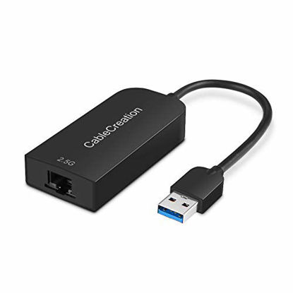 Picture of CableCreation USB 3.0 to 2.5 Gigabit LAN Ethernet Cable Adapter, USB to Network up to 2.5Gbps Compatible with MacBook Pro, Air, Windows 10, 8.1, macOS X 10.6-10.15, Black