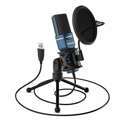 Picture of USB Microphone, TONOR Computer Condenser PC Gaming Mic with Tripod Stand & Pop Filter for Streaming, Podcasting, Vocal Recording, Compatible with Laptop Desktop Windows Computer, TC-777