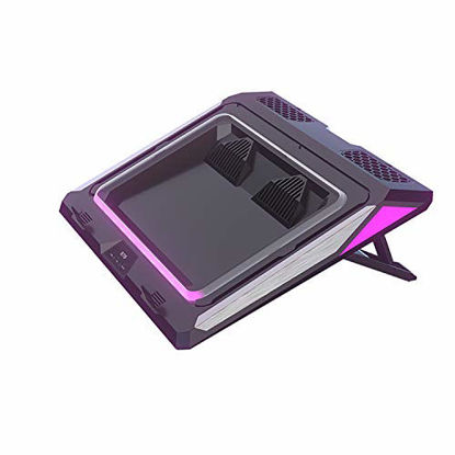 Picture of IETS GT300 Double Blower Laptop Cooling Pad for 14-17 Inch Gaming Laptop, Cooler Pad with Dust Filter, Flexible Rubber Ring, Colorful Lights,Adjustable Mount Stand,Third Gear Speed