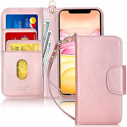 Picture of FYY Case for iPhone 11 6.1", [Kickstand Feature] Luxury PU Leather Wallet Case Flip Folio Cover with [Card Slots] and [Note Pockets] for Apple iPhone 11 6.1 inch Rose Gold