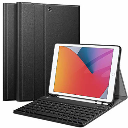 Picture of Fintie Keyboard Case for New iPad 8th Gen (2020) / 7th Generation (2019) 10.2 Inch, Soft TPU Back Stand Cover with Pencil Holder, Magnetically Detachable Wireless Bluetooth Keyboard, Black