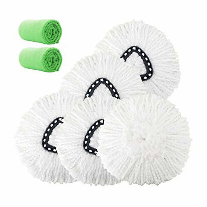 Picture of 4 Pack Mop Head Replacement Microfiber Mop Refills Spin Mop Replacement Head Easy Cleaning Replacement Mop Heads Includes 2 Microfiber Cloths